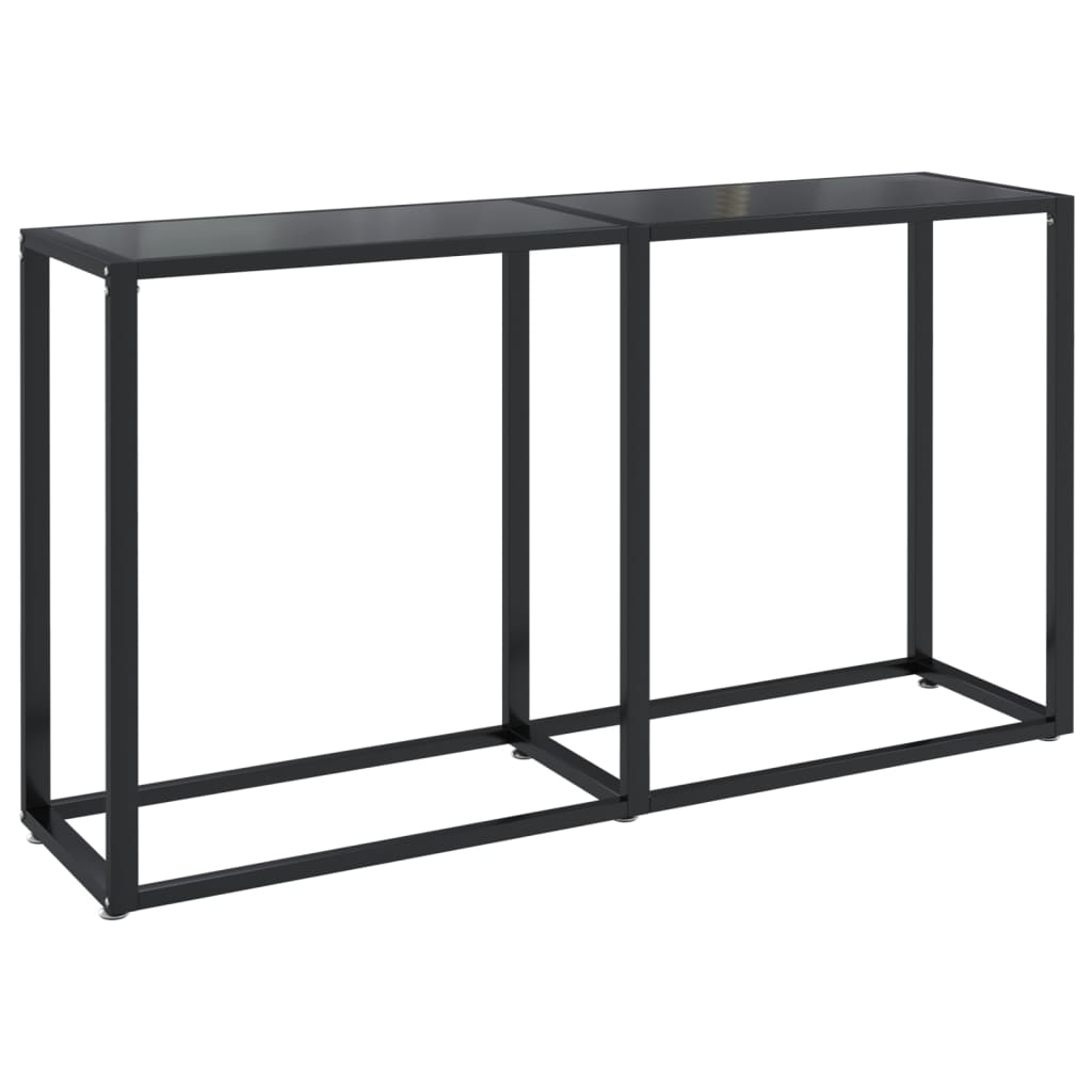 vidaXL Mesa consola vidrio templado negro 140x35x75,5cm