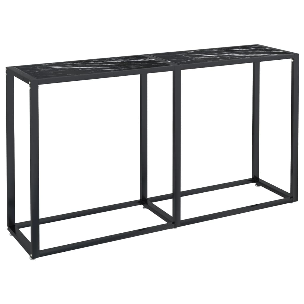 vidaXL Mesa consola vidrio templado mármol negro 140x35x75,5cm