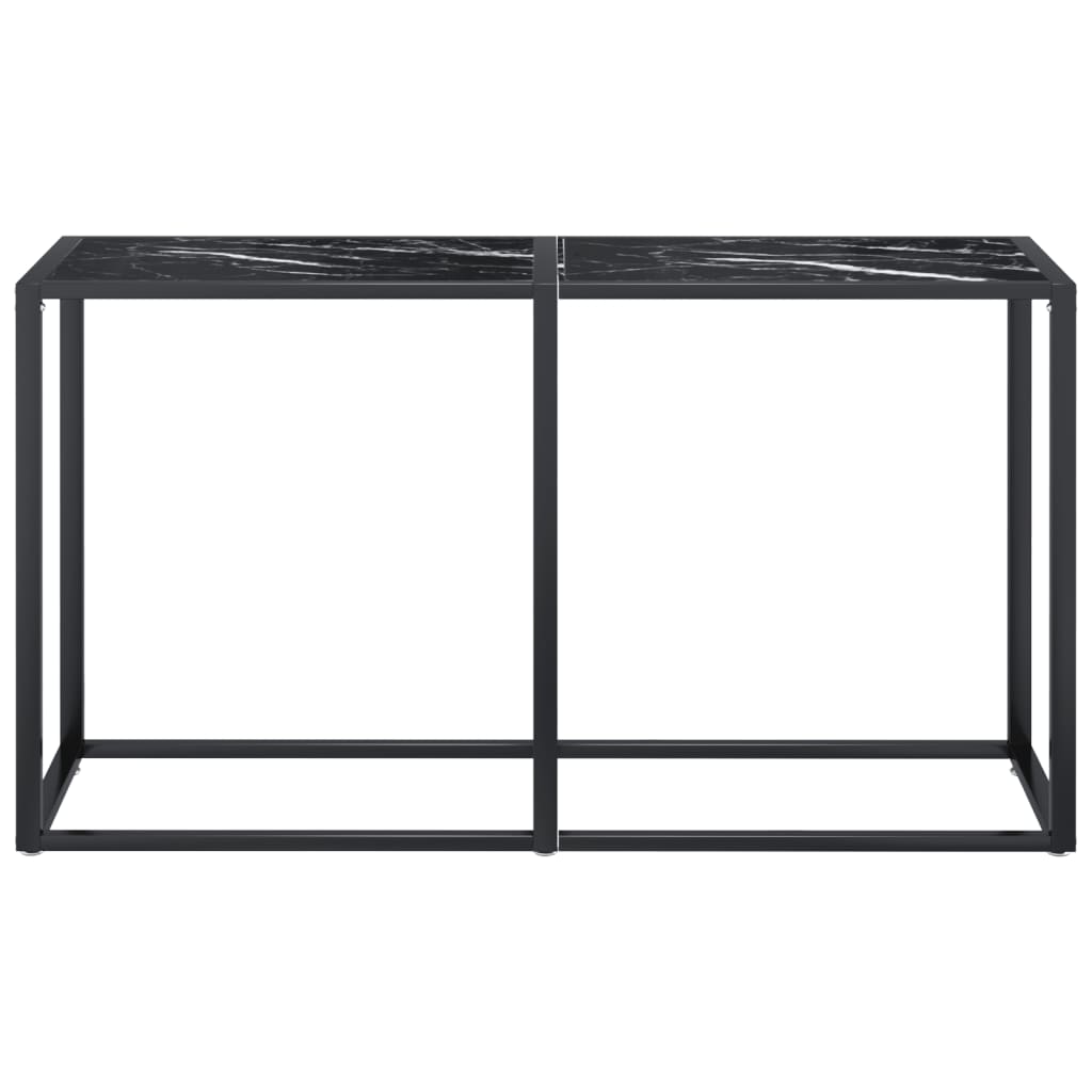 vidaXL Mesa consola vidrio templado mármol negro 140x35x75,5cm