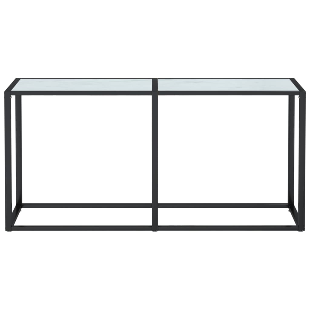 vidaXL Mesa consola vidrio templado mármol blanco 160x35x75,5 cm