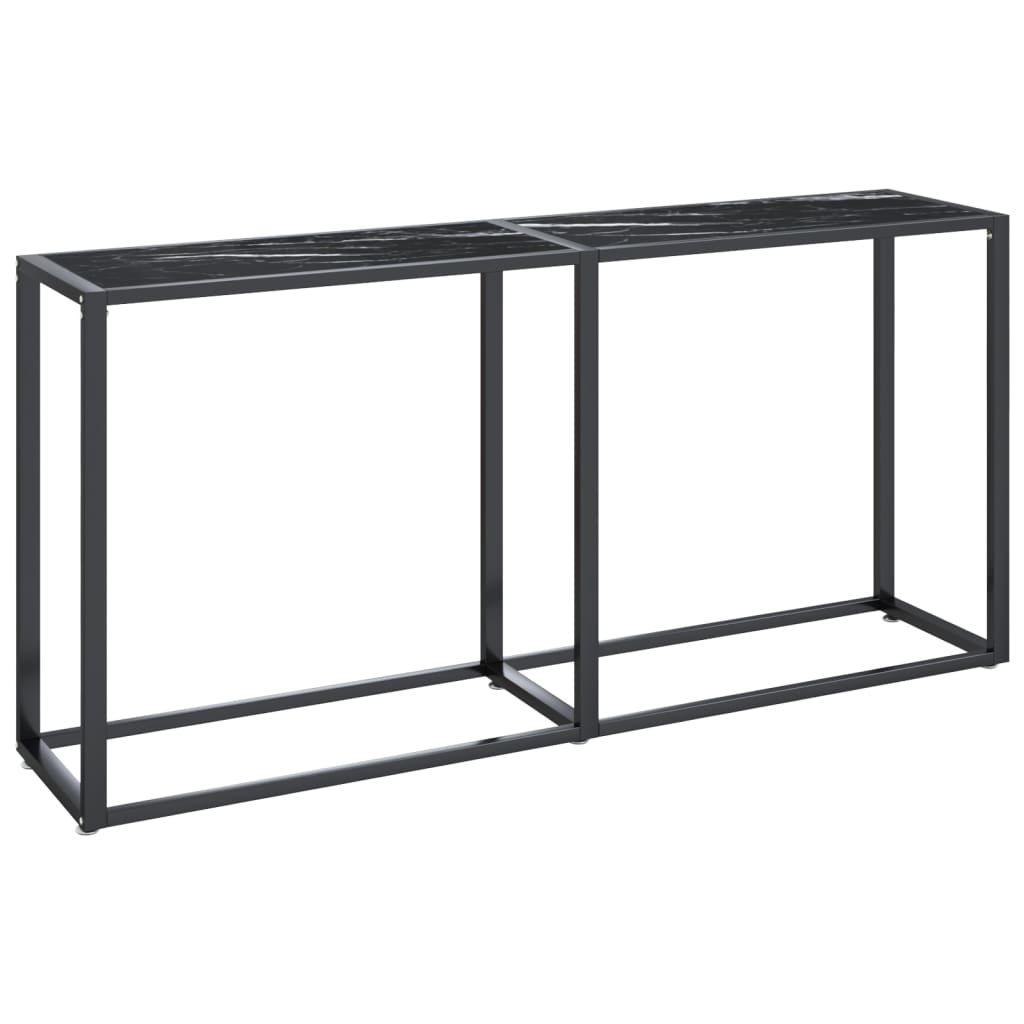 vidaXL Mesa consola vidrio templado mármol negro 160x35x75,5 cm