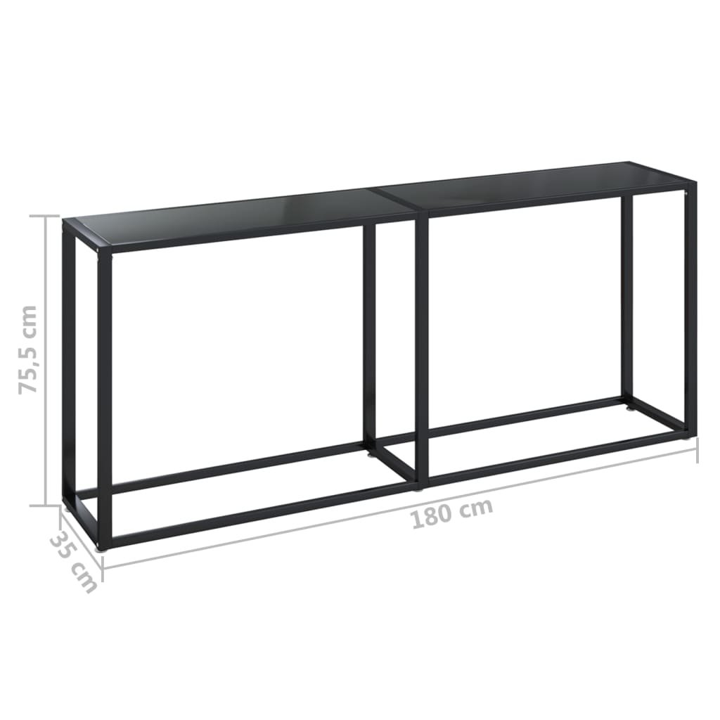 vidaXL Mesa consola vidrio templado negro 180x35x75,5 cm