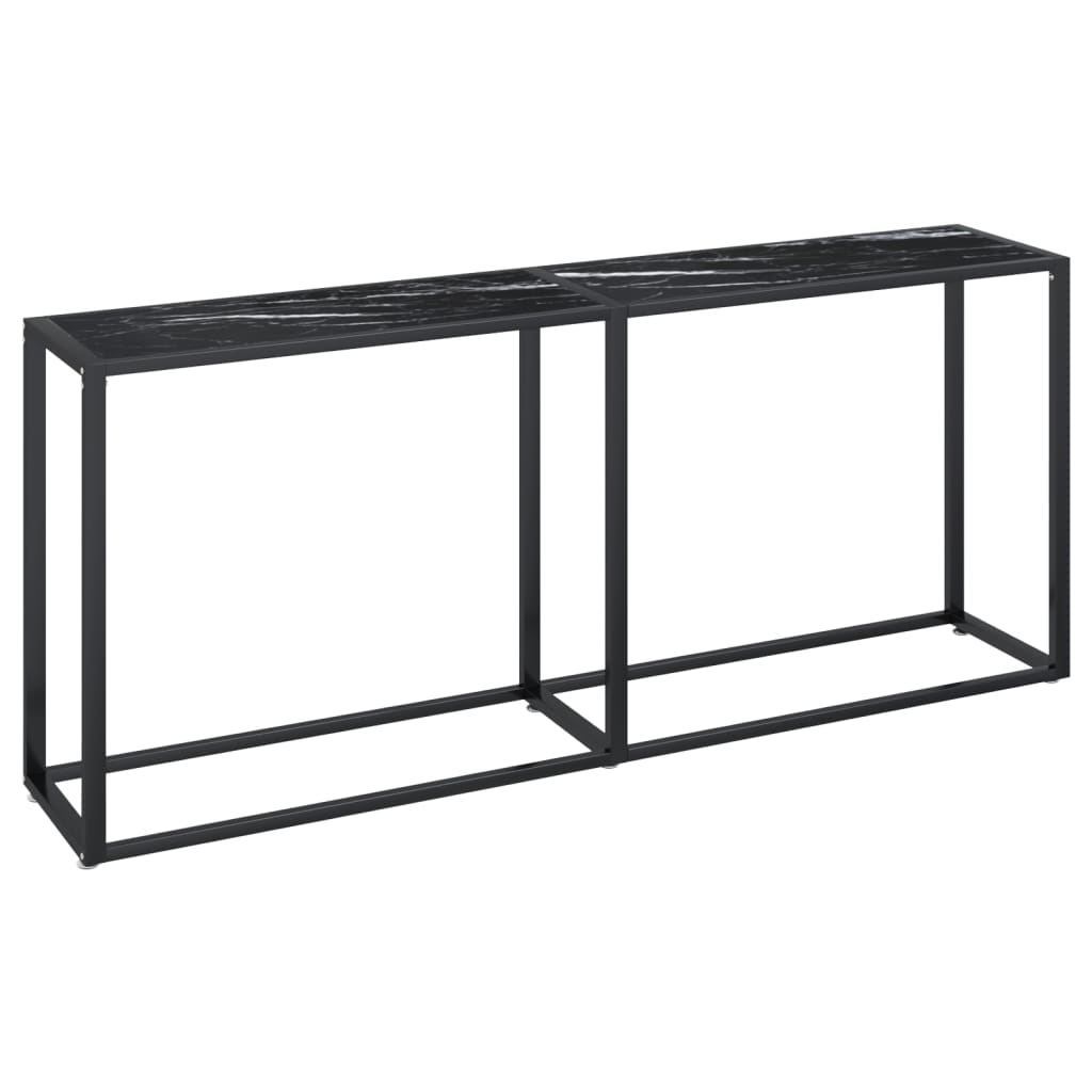 vidaXL Mesa consola vidrio templado mármol negro 180x35x75,5 cm