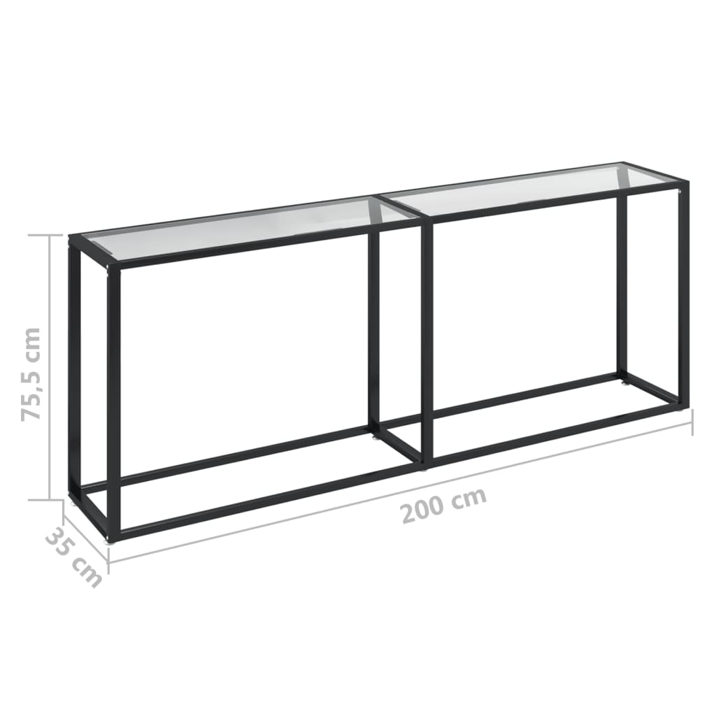 vidaXL Mesa consola vidrio templado transparente 200x35x75,5 cm