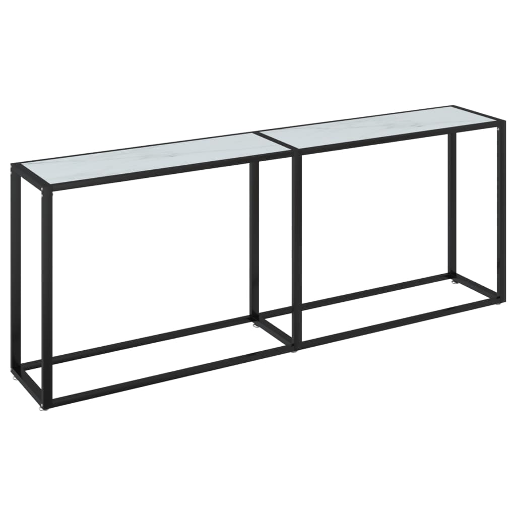 vidaXL Mesa consola vidrio templado mármol blanco 200x35x75,5 cm