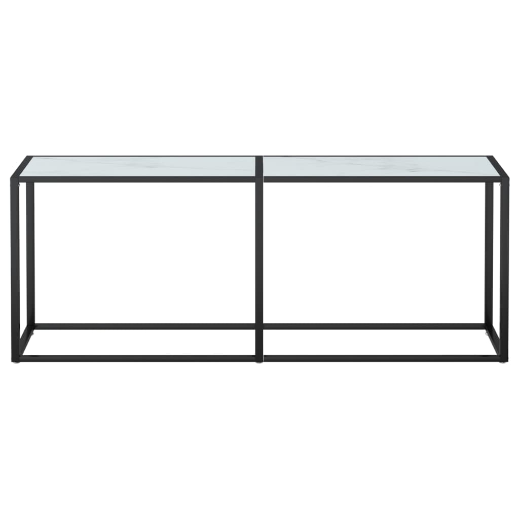 vidaXL Mesa consola vidrio templado mármol blanco 200x35x75,5 cm