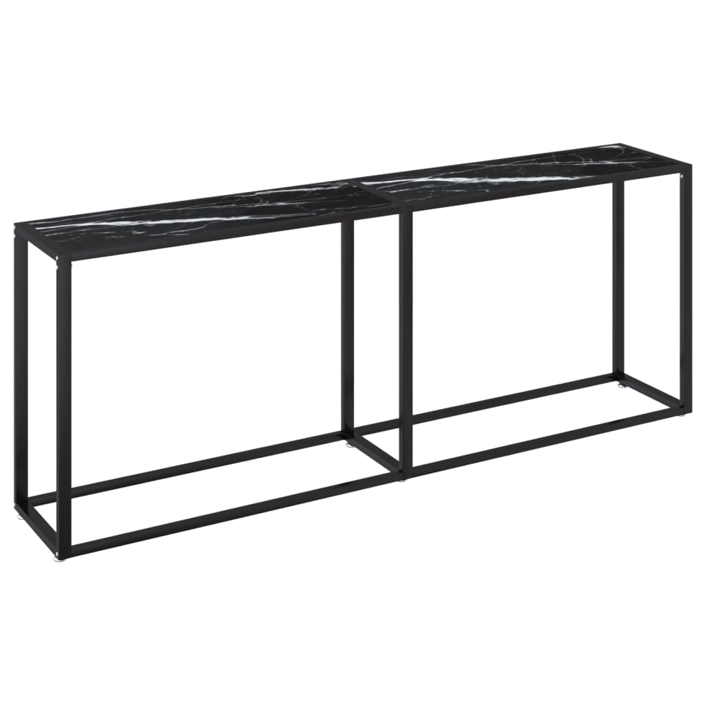 vidaXL Mesa consola vidrio templado mármol negro 200x35x75,5 cm