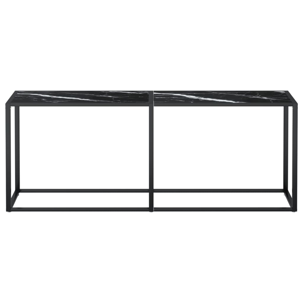 vidaXL Mesa consola vidrio templado mármol negro 200x35x75,5 cm