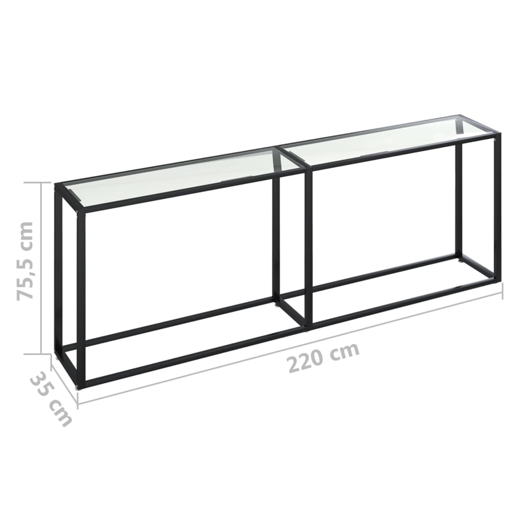 vidaXL Mesa consola vidrio templado transparente 220x35x75,5 cm