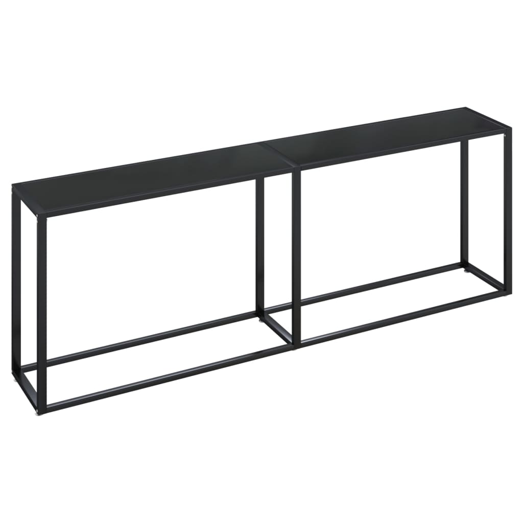 vidaXL Mesa consola vidrio templado negro 220x35x75,5 cm