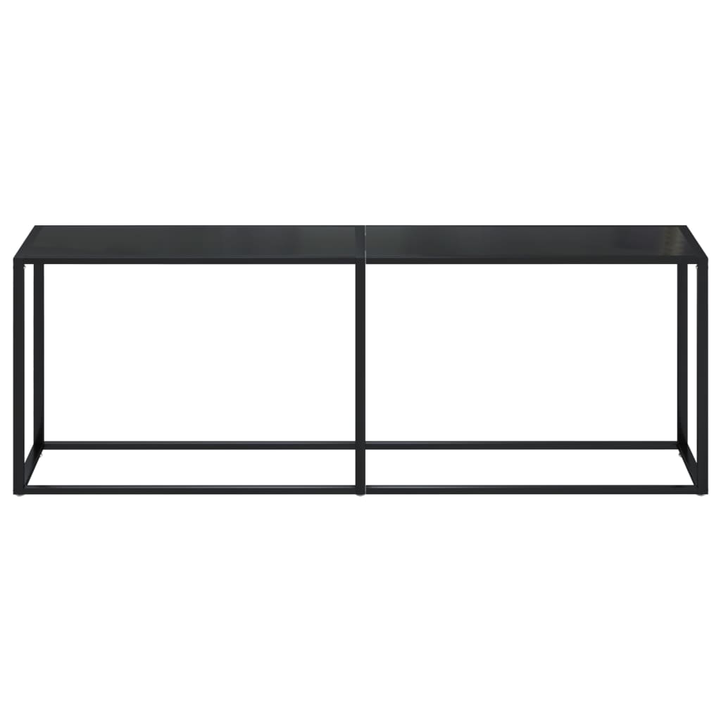 vidaXL Mesa consola vidrio templado negro 220x35x75,5 cm