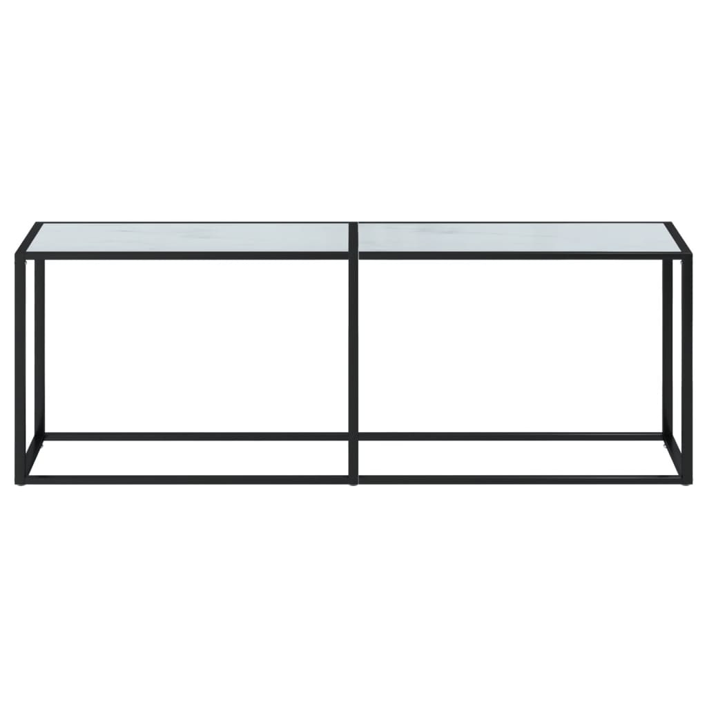 vidaXL Mesa consola vidrio templado mármol blanco 220x35x75,5 cm