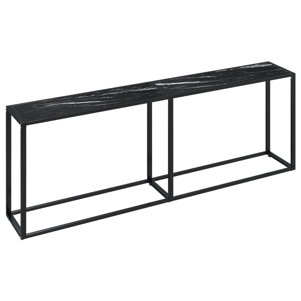 vidaXL Mesa consola vidrio templado mármol negro 220x35x75,5 cm