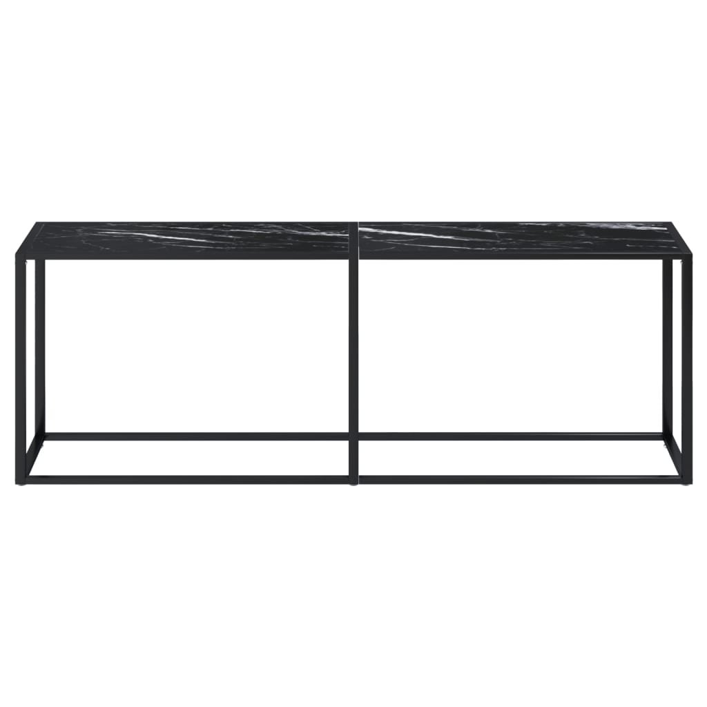 vidaXL Mesa consola vidrio templado mármol negro 220x35x75,5 cm