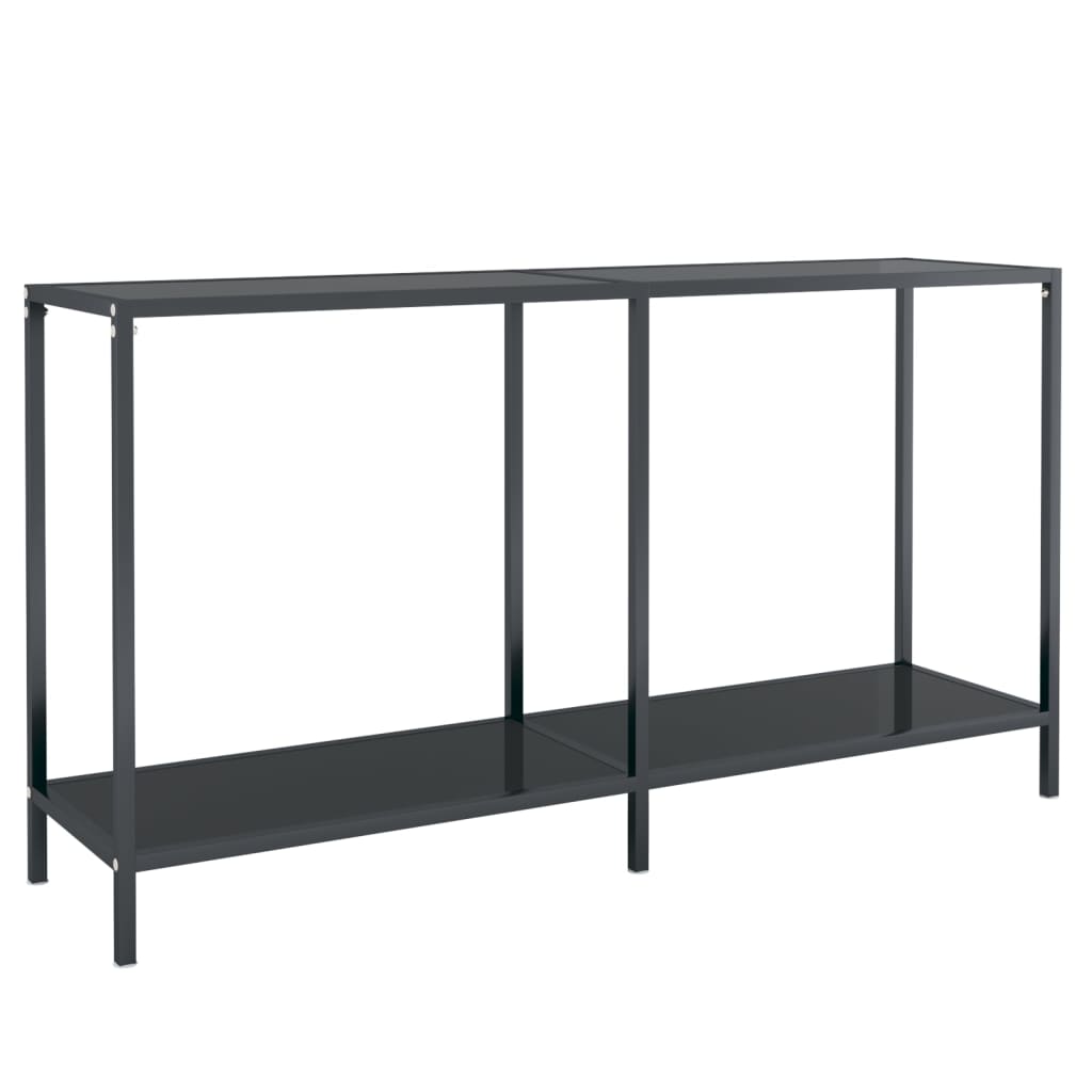 vidaXL Mesa de consola vidrio templado negro 140x35x75,5 cm