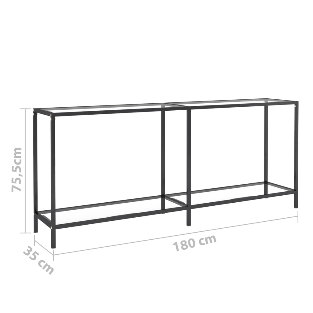 vidaXL Mesa consola vidrio templado transparente 180x35x75,5 cm