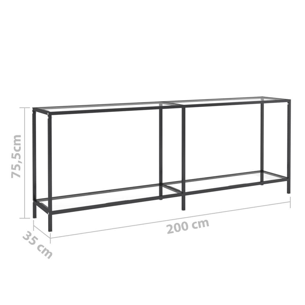 vidaXL Mesa consola transparente vidrio templado 200x35x75,5 cm