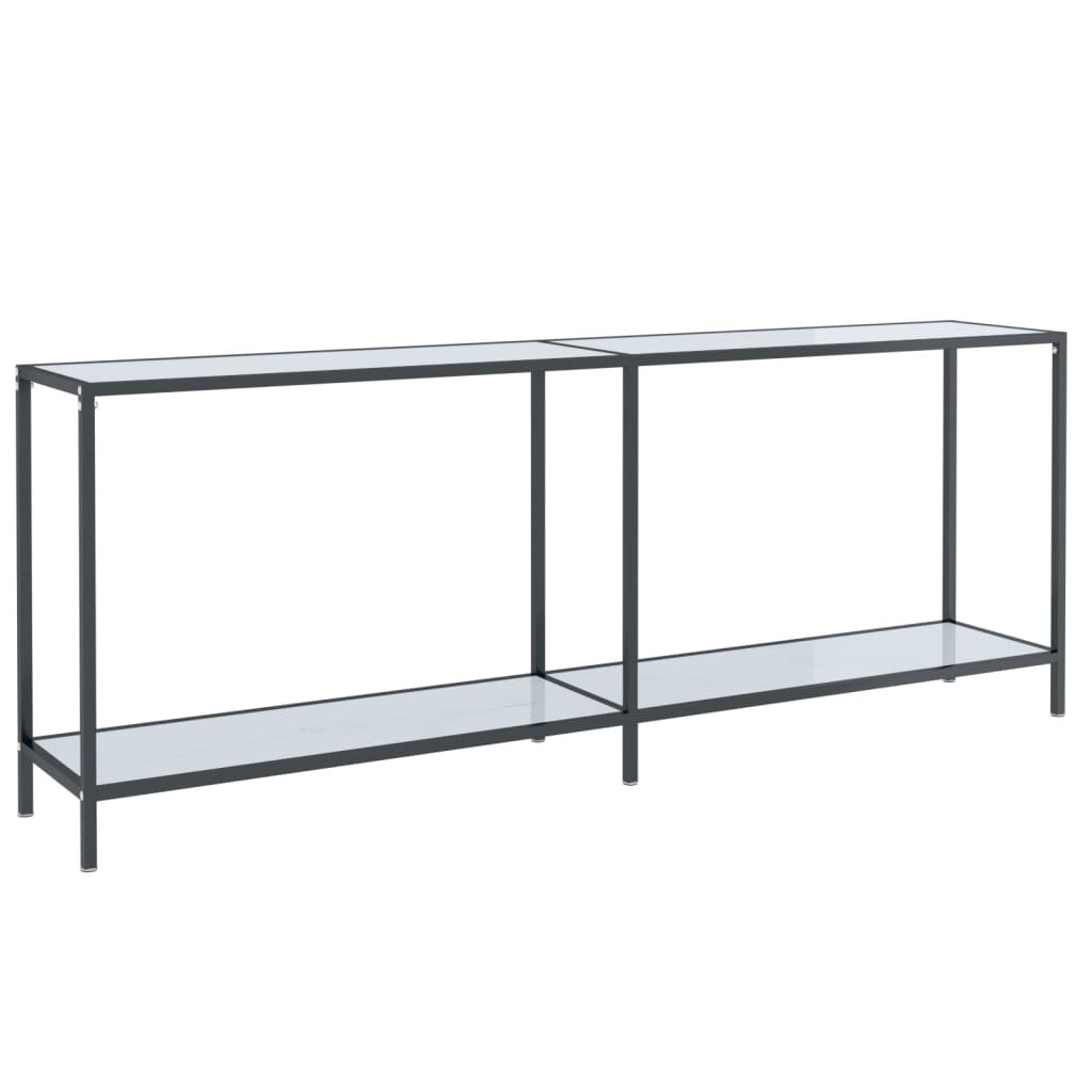 vidaXL Mesa consola vidrio templado blanco 200x35x75,5 cm