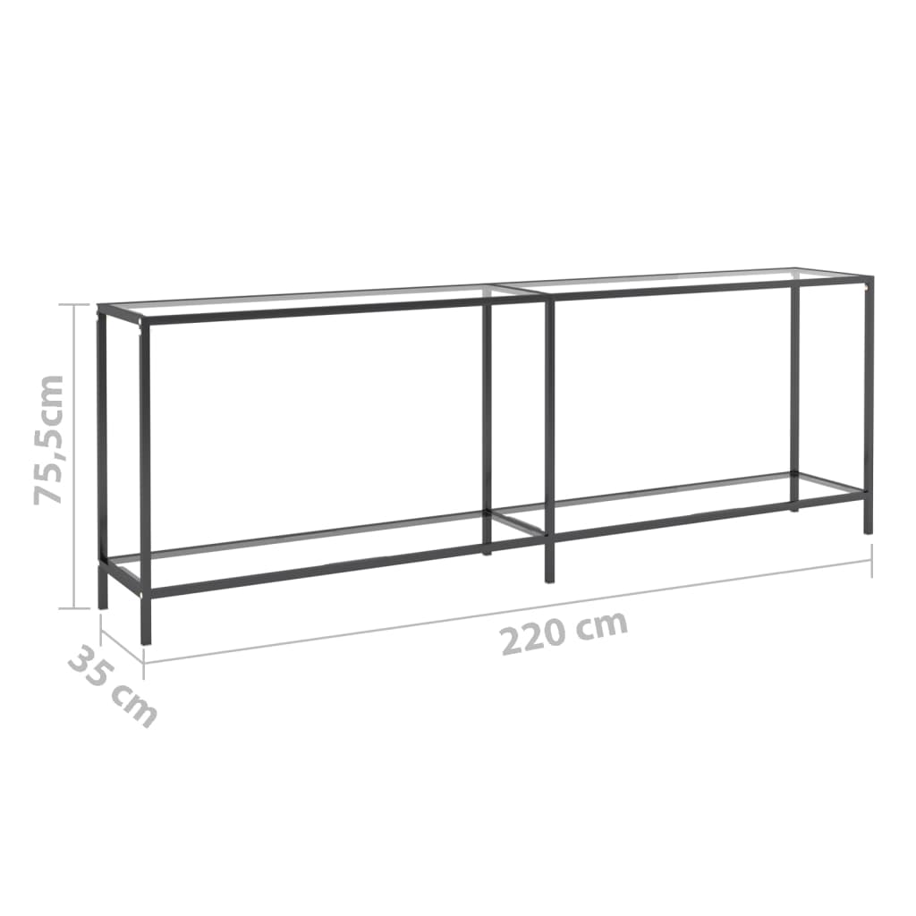 vidaXL Mesa consola vidrio templado transparente 220x35x75,5 cm