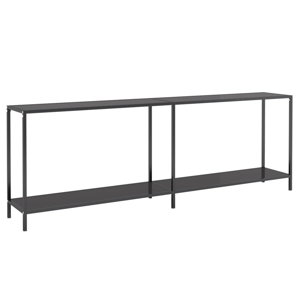 vidaXL Mesa consola vidrio templado negro 220x35x75,5 cm