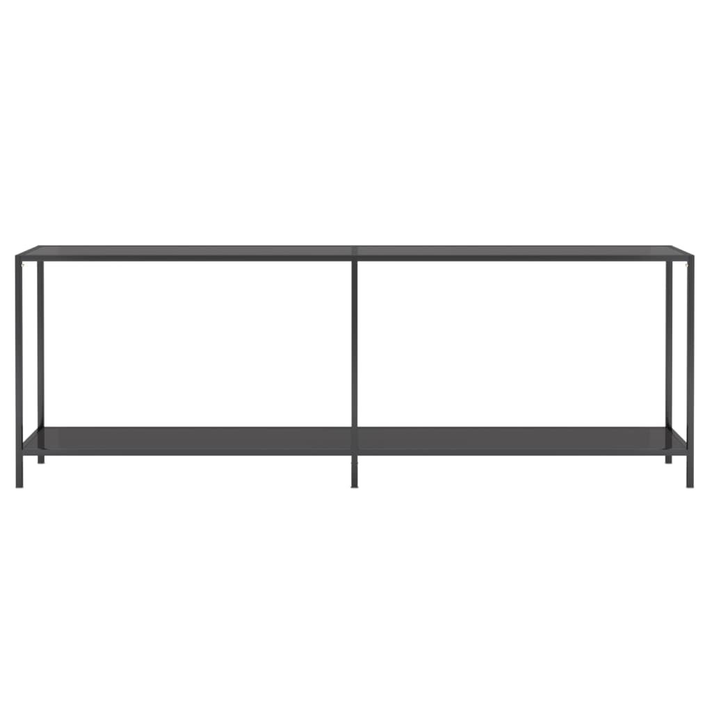 vidaXL Mesa consola vidrio templado negro 220x35x75,5 cm