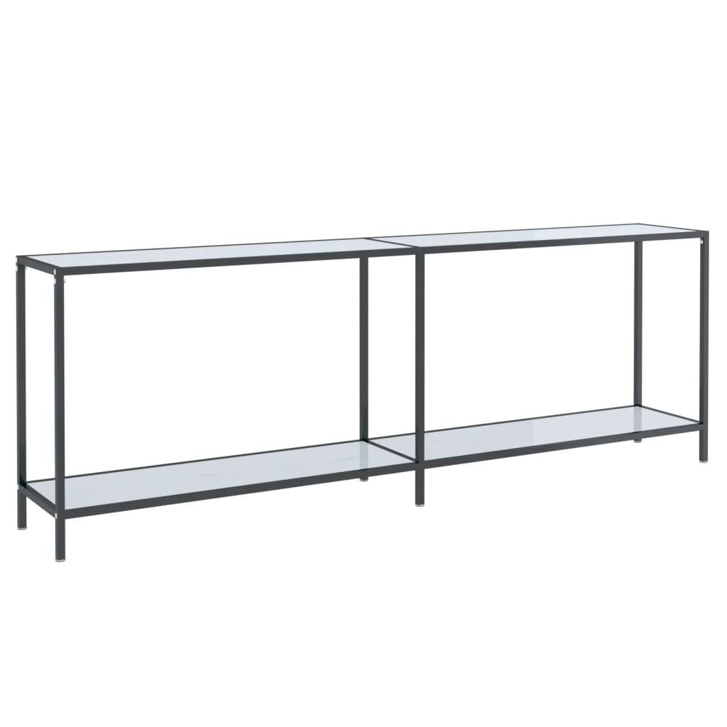 vidaXL Mesa consola vidrio templado blanco 220x35x75,5 cm