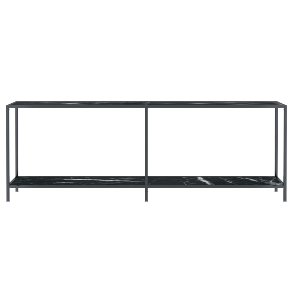 vidaXL Mesa consola vidrio templado negro 220x35x75,5 cm