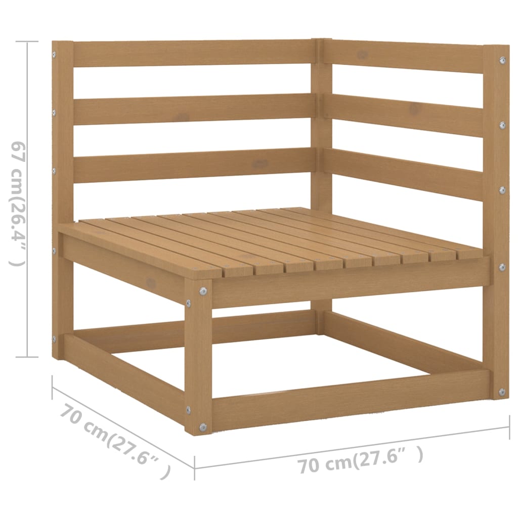 vidaXL Muebles de jardín 7 piezas marrón miel madera maciza de pino