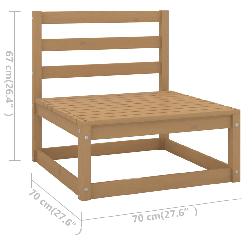 vidaXL Muebles de jardín 7 piezas marrón miel madera maciza de pino