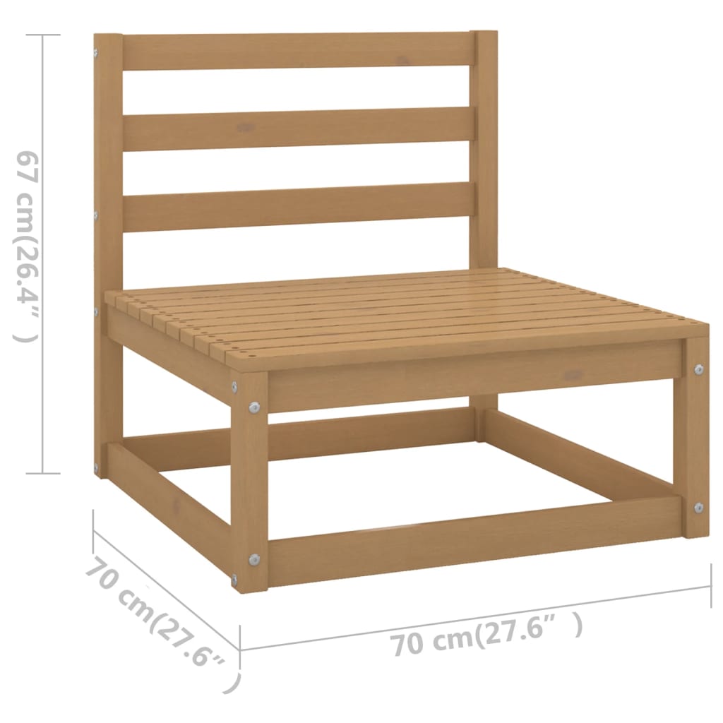 vidaXL Muebles de jardín 9 pzas y cojines marrón miel madera pino