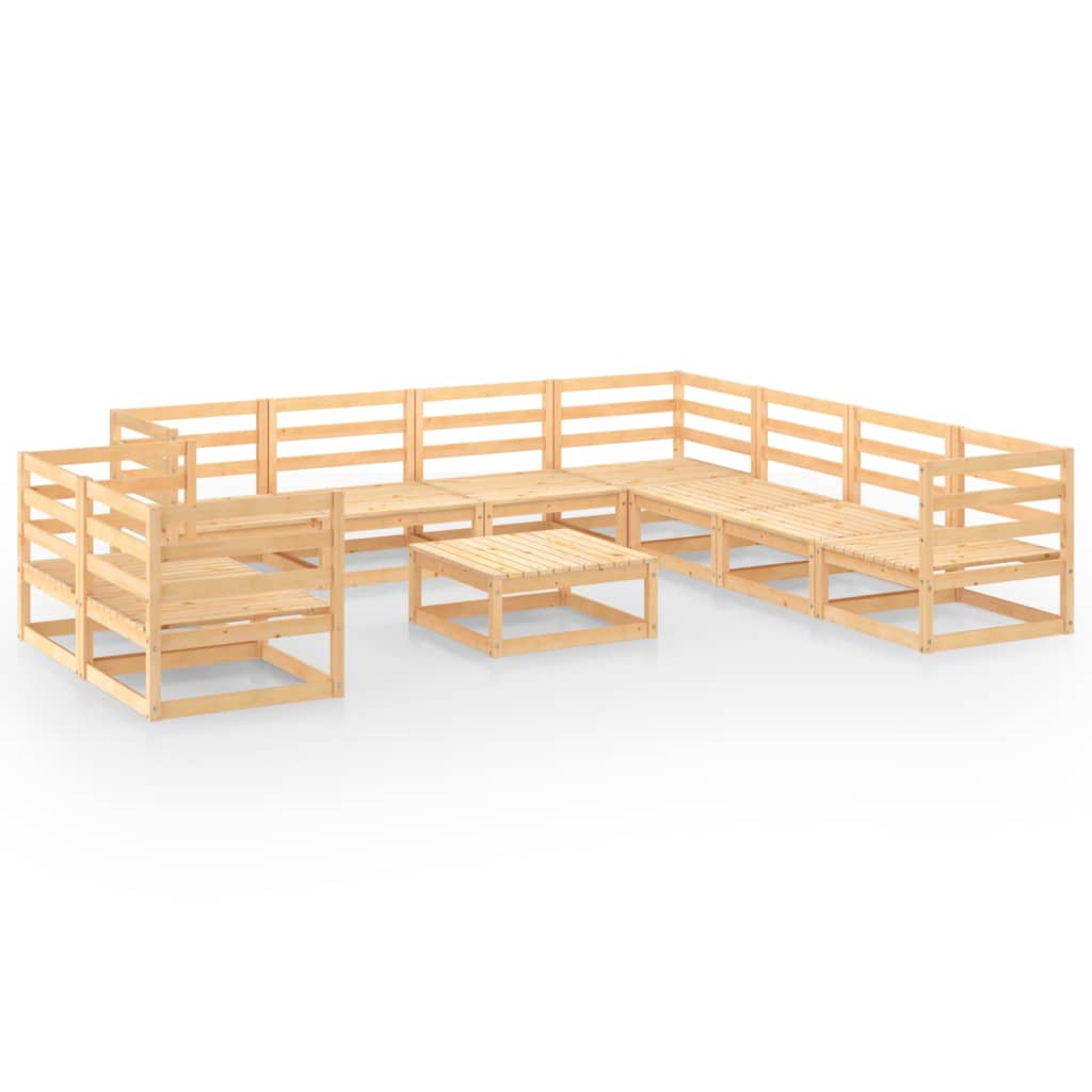 vidaXL Juego de muebles de jardín 10 piezas madera maciza de pino