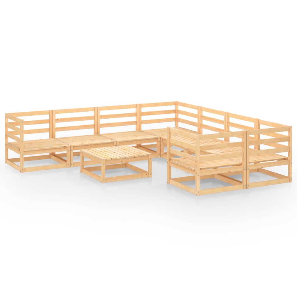 vidaXL Juego de muebles de jardín 9 piezas madera maciza de pino