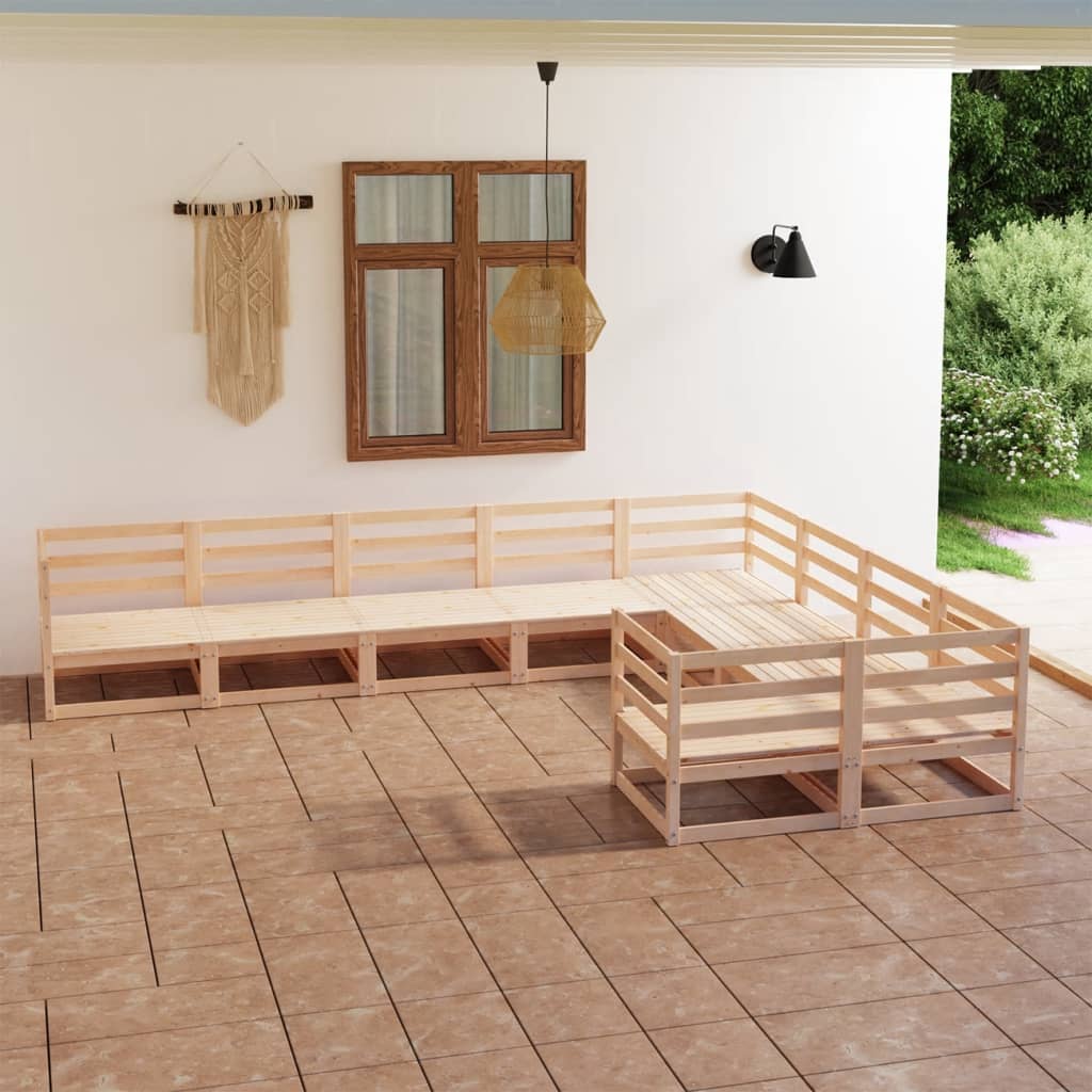 vidaXL Juego de muebles de jardín 9 piezas madera maciza de pino