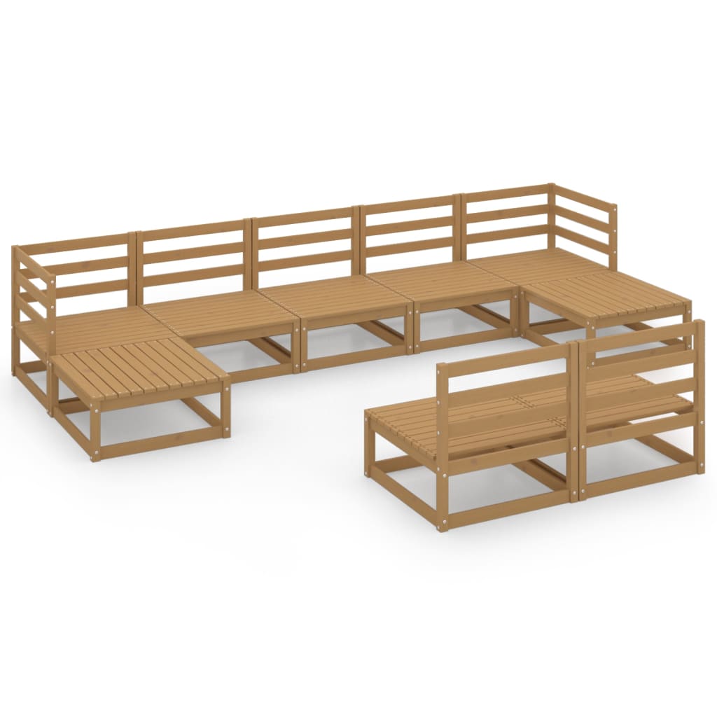 vidaXL Juego de muebles de jardín 9 piezas madera maciza de pino