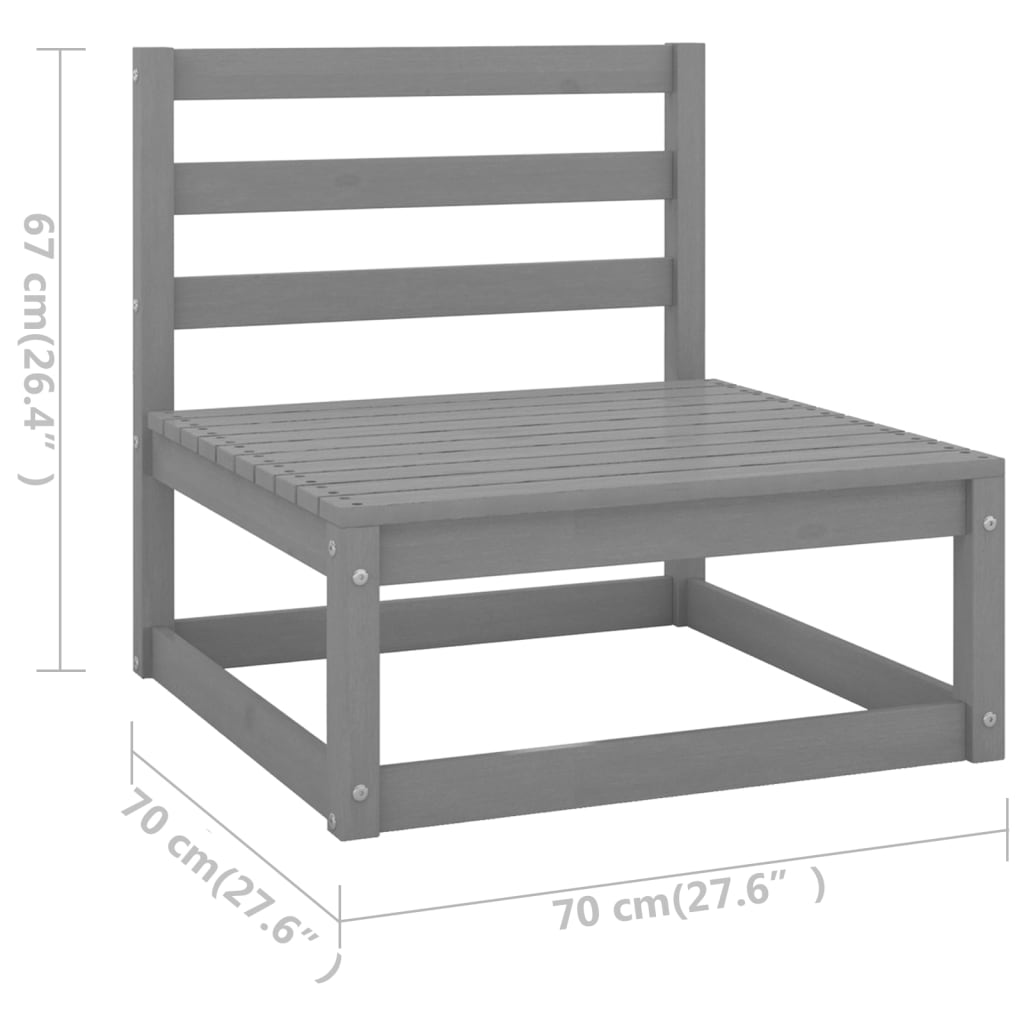 vidaXL Juego de muebles de jardín 12 piezas madera maciza de pino