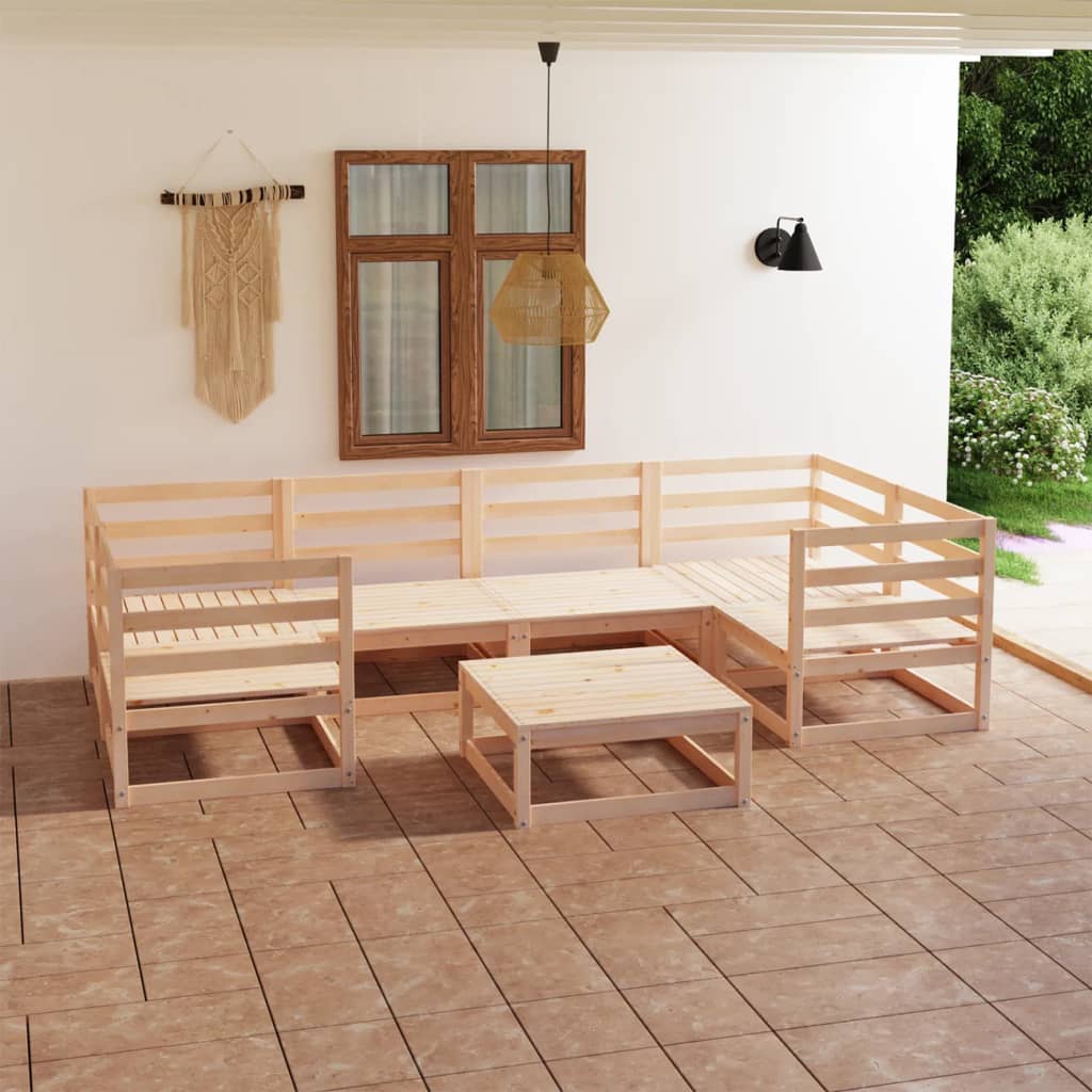 vidaXL Juego de muebles de jardín 7 piezas madera maciza de pino