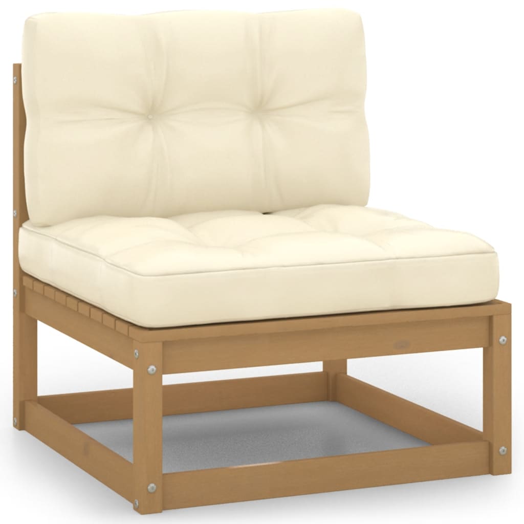 vidaXL Set de muebles de jardín 9 pzs cojines madera pino marrón miel