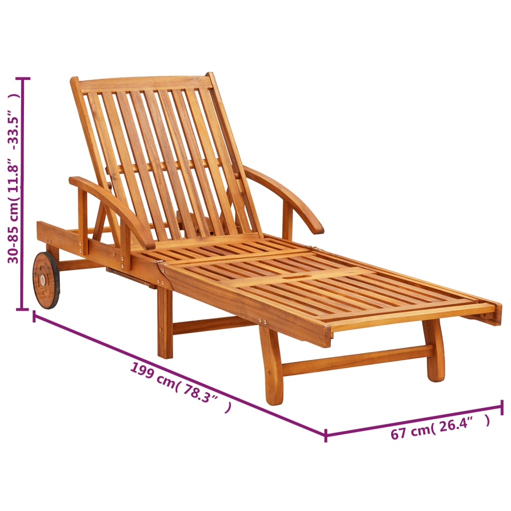 vidaXL Tumbonas con cojines 2 unidades madera maciza de acacia