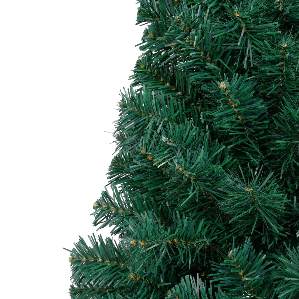 vidaXL Medio árbol de Navidad con luces y bolas verde 120 cm