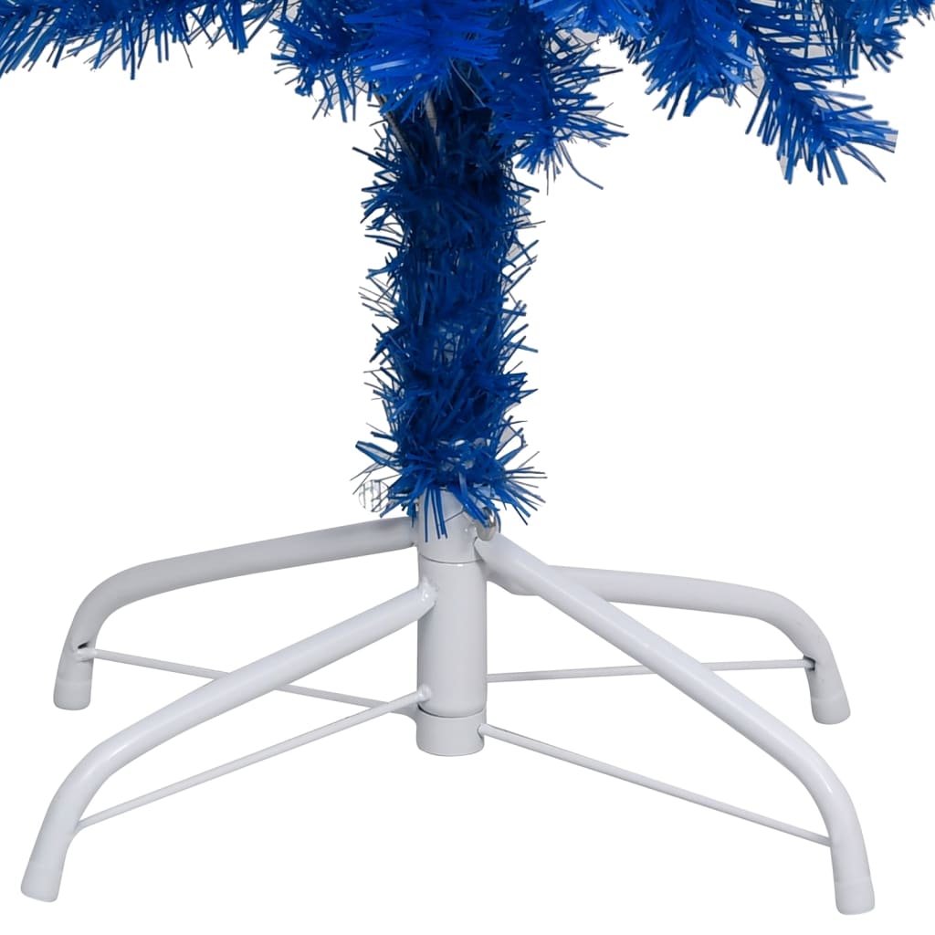 vidaXL Árbol de Navidad preiluminado con luces y bolas azul 120 cm