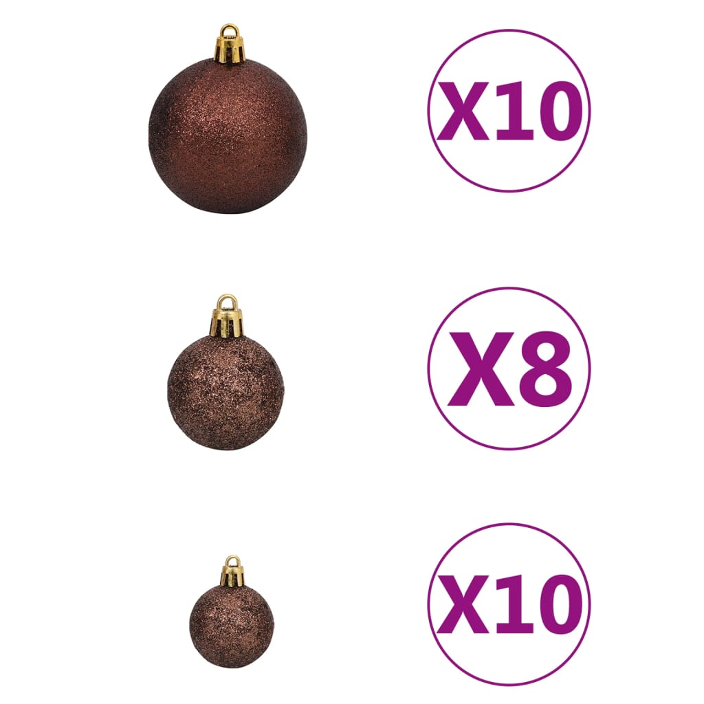 vidaXL Árbol de Navidad helado con luces, bolas y piñas 210 cm