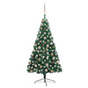 vidaXL Medio árbol de Navidad con luces y bolas verde 120 cm