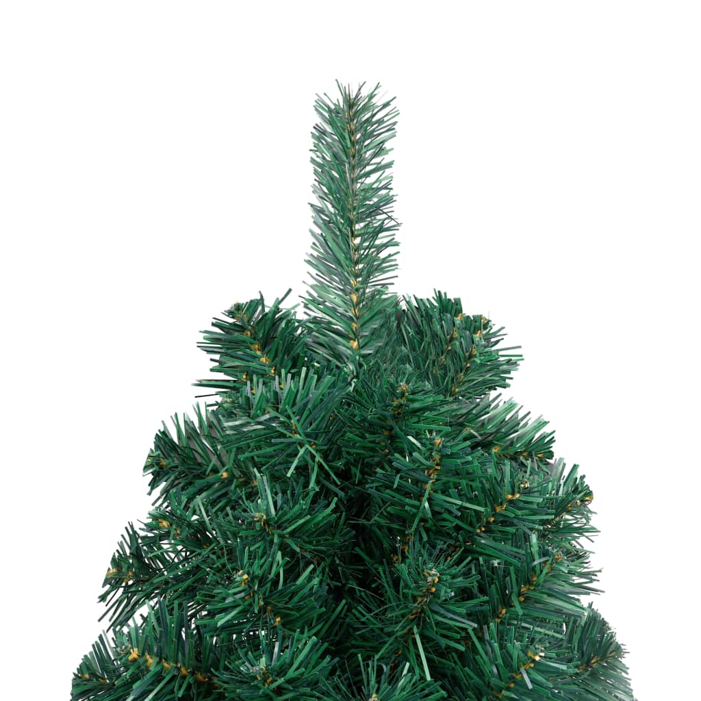 vidaXL Medio árbol de Navidad con luces y bolas verde 120 cm