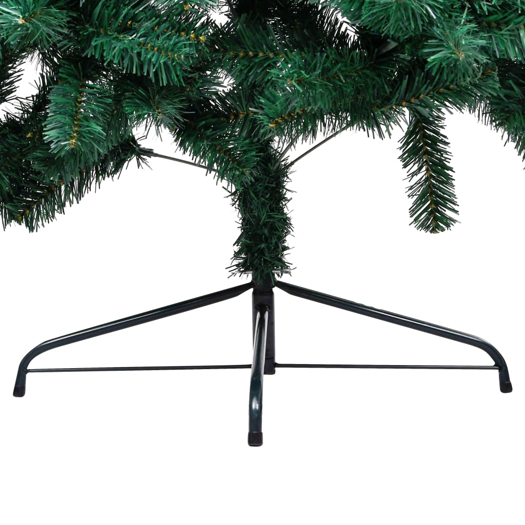 vidaXL Medio árbol de Navidad con luces y bolas verde 120 cm