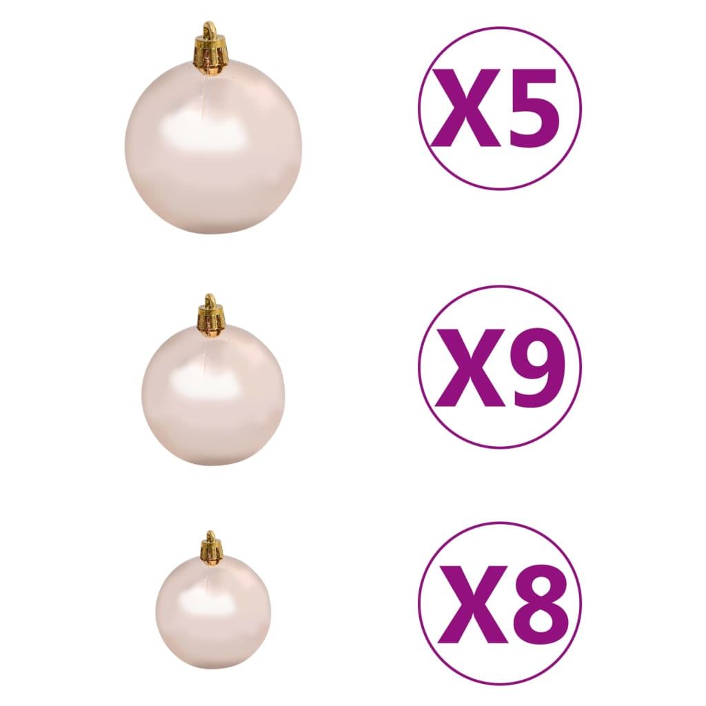 vidaXL Medio árbol de Navidad con luces y bolas verde 120 cm