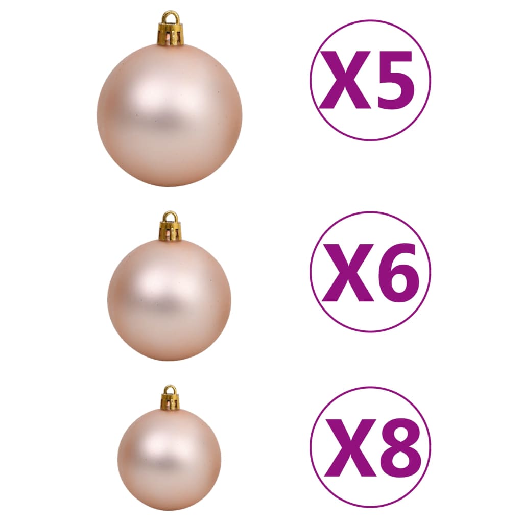 vidaXL Árbol de Navidad preiluminado con luces y bolas rosa 120 cm