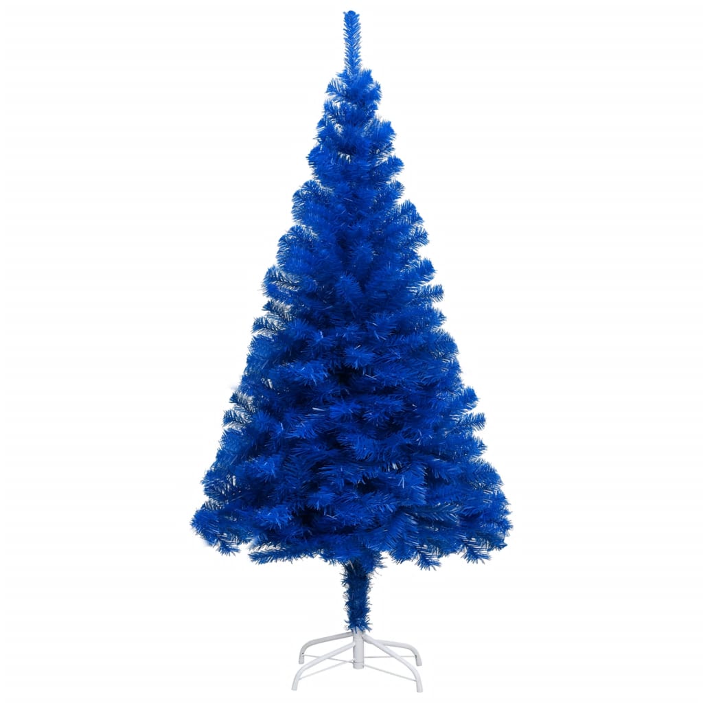 vidaXL Árbol de Navidad preiluminado con luces y bolas azul 120 cm