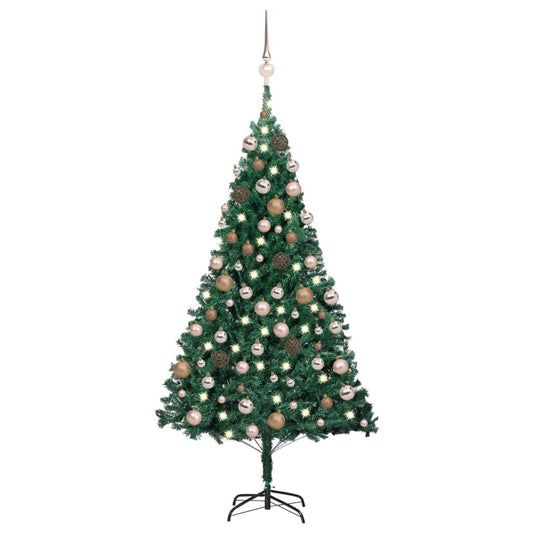 vidaXL Árbol de Navidad preiluminado con luces y bolas verde 120 cm