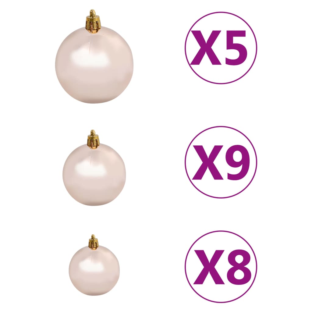 vidaXL Árbol de Navidad preiluminado con luces y bolas blanco 180 cm