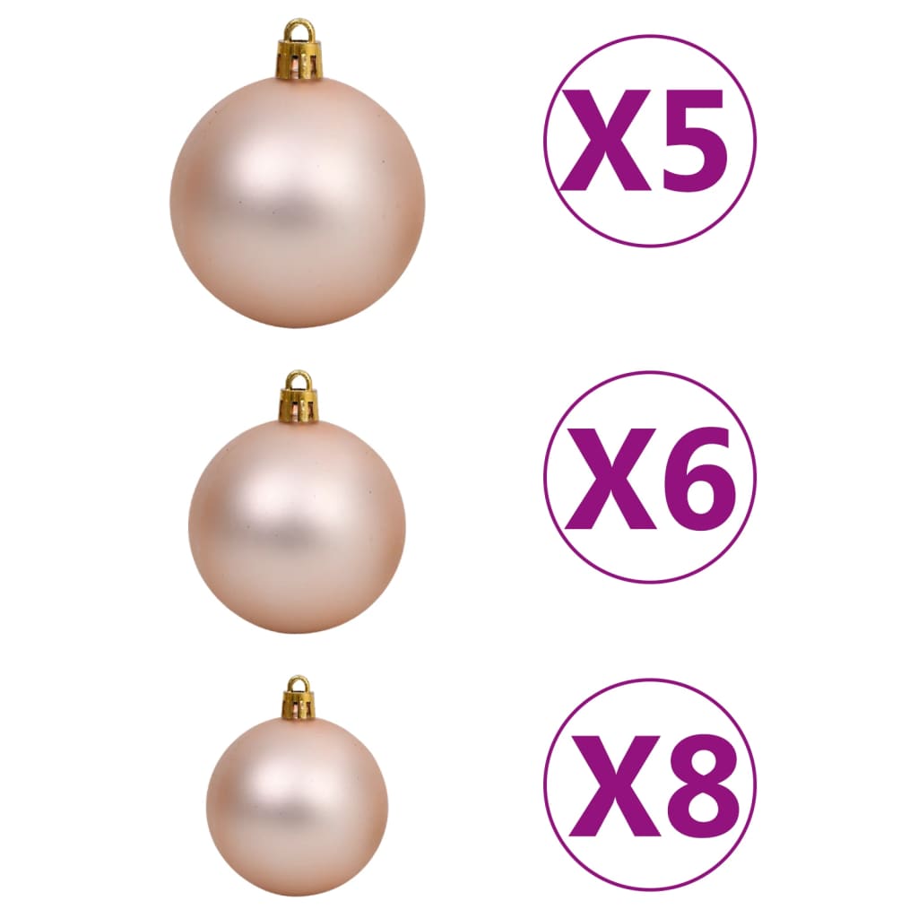 vidaXL Árbol de Navidad preiluminado con luces y bolas blanco 180 cm